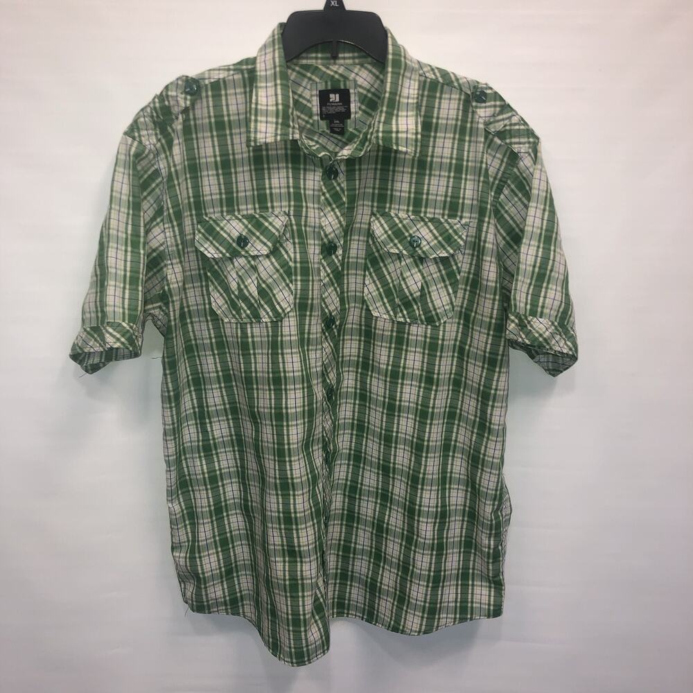 PJ Mark Button Up Adult XXL Mens Multicolor Short Sleeve Cotton Blend Shirt